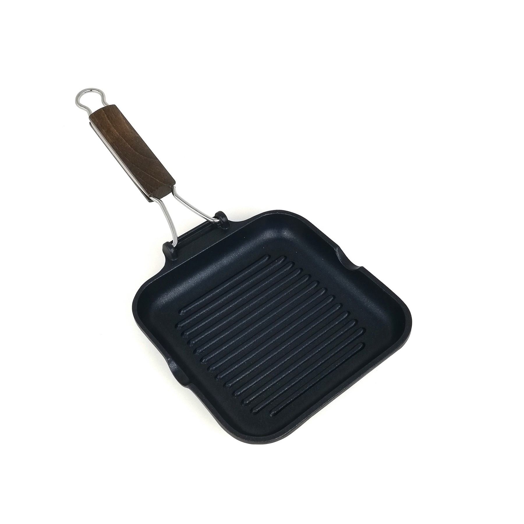 Grill bistecchiera fusione antiaderente cm.20×20 – manico pieghevole –  Passione Casa