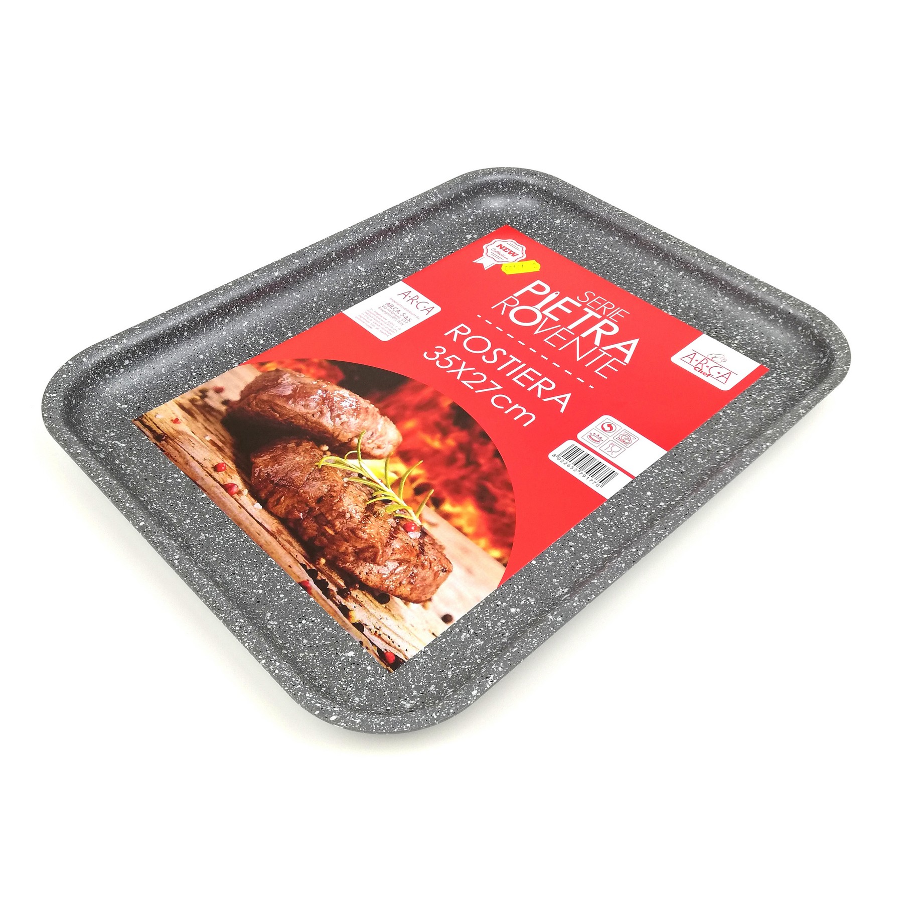 Teglia per pizza antiaderente Pietra Lavica rettangolare ROVENTE - cm.35x25