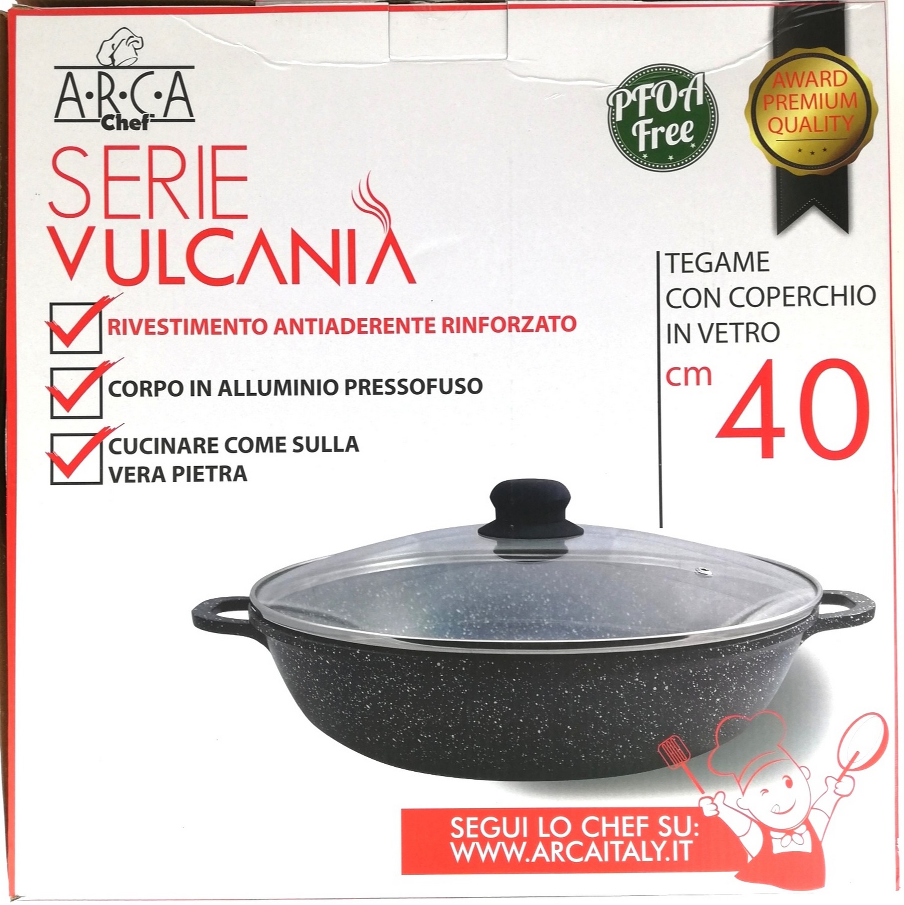 Tegame Pietra Lavica Linea Vulcania induzione cm.40 con coperchio vetro –  Passione Casa